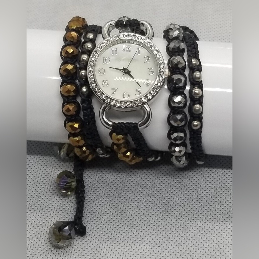 Elly Preston/Jeweled Wraparound Diamond Cut Bead Bracelet Women’s Watch Jewelry